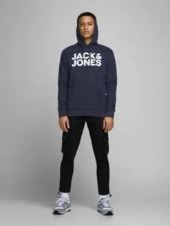 JACK & JONES KAPUZENPULLOVER JJECORP SWEAT HOOD, Farbe:Navy Blazer Reg Large Print / Blau, Größe:M -DIDRIKSONS Verkäufe 0c1fba65fd9065c5d82131d8c7e7d017