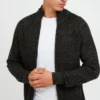BLEND BHCarmelo Herren Strickjacke Cardigan Grobstrick Mit Stehkragen