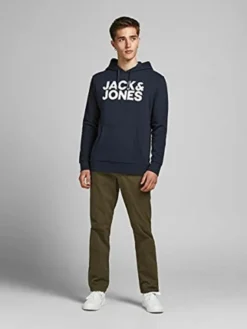 JACK & JONES KAPUZENPULLOVER JJECORP SWEAT HOOD, Farbe:Navy Blazer Reg Large Print / Blau, Größe:M -DIDRIKSONS Verkäufe 0e7f1bab0e6f32841f864916db18f14b