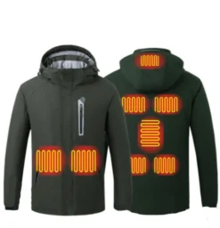 Smarte Wärmejacke Mit Acht Heizzonen, Die Warm Und Kalt Hält Outdoor-Modejacke Schwarz-3XL