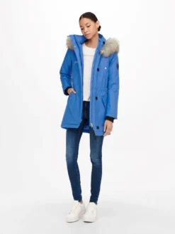 ONLY Damen Winter-Jacke OnlIris Einfarbiger Parka Mantel Fellkapuze Winter, Farbe:Hellblau, Größe:M -DIDRIKSONS Verkäufe 27805a3c278238fa54384017ae4bc91d