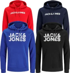 JACK & JONES KAPUZENPULLOVER JJECORP SWEAT HOOD, Farbe:Navy Blazer Reg Large Print / Blau, Größe:M -DIDRIKSONS Verkäufe 283191320f0385fcbda8a4a7ee9b80d3