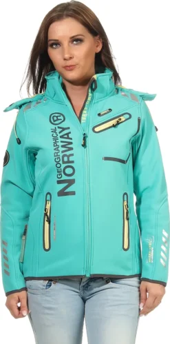 Geographical Norway Damen Softshell Jacke Model: G-ROSE, Farbe: Lagoon/Yellow, Größe: XXL