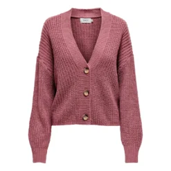 Only Damen Strickjacke OnlCarol Struktur Cardigan Pullover Herbst Winter, Farbe:Rosa, Größe:XL
