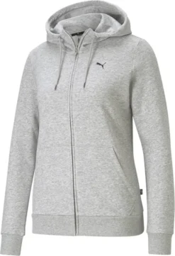 PUMA Essentials Small Logo Full-Kapuzenjacke TR Damen Light Gray Heather/cat M