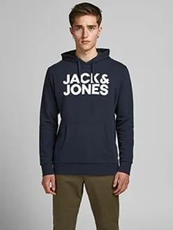 JACK & JONES KAPUZENPULLOVER JJECORP SWEAT HOOD, Farbe:Navy Blazer Reg Large Print / Blau, Größe:M -DIDRIKSONS Verkäufe 48d89df088a8e099e5b4171dee5ba29b