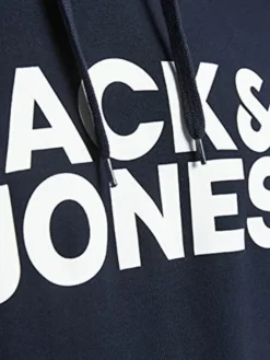 JACK & JONES KAPUZENPULLOVER JJECORP SWEAT HOOD, Farbe:Navy Blazer Reg Large Print / Blau, Größe:M -DIDRIKSONS Verkäufe 4dd3bb837a3a933eb33559765adb7e54