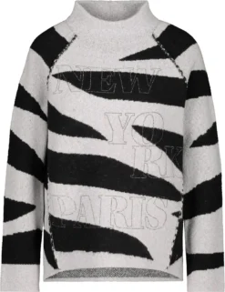 Monari Pullover Damen Größe 40, Farbe: 852 Steel Melange Gemuste