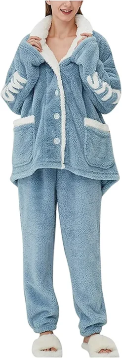 Fleece-Pyjama-Set Damen-Set Mit 2 Weichen, Kuscheligen, Flauschigen Pulloverhosen, Lockeren, Warmen Plüsch-Pyjamas,M,Zmk Himmelblau -DIDRIKSONS Verkäufe 5c955999b501c2f52a3682bd71410c9b