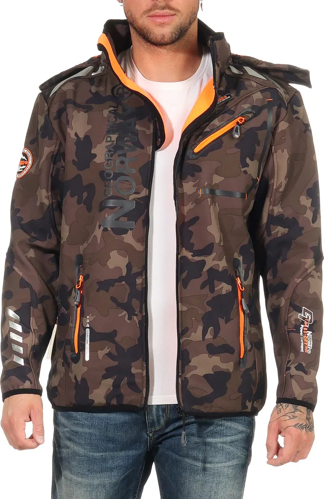 Geographical Norway Herren Softshell Übergangsjacke Model: G-River, Farbe: Camouflage Khaki/Orange, Größe L 4 Geographical Norway Herren Softshell Übergangsjacke Model: G-River, Farbe: Camouflage Khaki/Orange, Größe L – Bild 2
