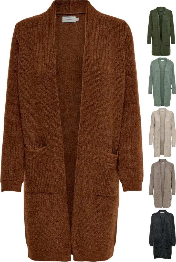 ONLY Female Strickjacke - Damen Cardigan Lang Taschen, Farbe:Beige, Größe:S 3 ONLY Female Strickjacke - Damen Cardigan Lang Taschen, Farbe:Beige, Größe:S