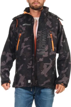 Geographical Norway Herren Softshelljacke Funktions-Outdoor-Jacke Model: G-Forrest, Farbe: Camouflage Schwarz/Orange, Größe: XXL -DIDRIKSONS Verkäufe 774c2b287f92d601ec789b21743b1cbf