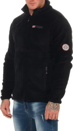 Geographical Norway Herren Warme Flauschige Fleece Jacke Outdoor Sweater Ski Sport Freizeit G-Hunter, Schwarz, Größe L