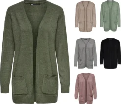 ONLY Female Strickjacke Cardigan, Farbe:Grau, Größe:M