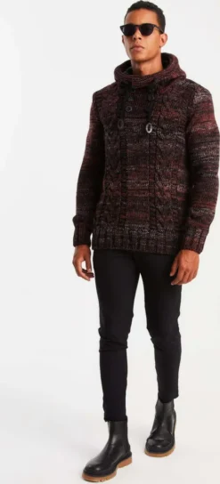 Leif Nelson Kapuze Herren Strickpullover Grobstrick Kapuze LN-20227, Rot / XXL -DIDRIKSONS Verkäufe 8768b5a5cc1f1722530c1f3553093dd5