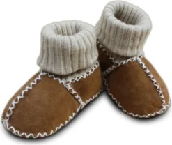Hoppediz Lammfellschuhe M. Strickbündchen Gr. 22/23, Camel