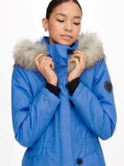 ONLY Damen Winter-Jacke OnlIris Einfarbiger Parka Mantel Fellkapuze Winter, Farbe:Hellblau, Größe:M -DIDRIKSONS Verkäufe 94d9630faef42b79cda8f9feeb820968