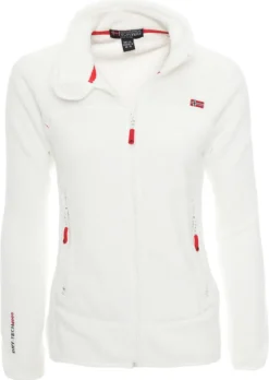 Geographical Norway Damen Warme Flauschige Fleece Jacke Outdoor Sweater Ski Sport Freizeit Model: G-Ursinia, Farbe: Weiss, Größe: L