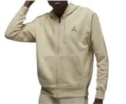 NIKE M J Ess Flc Fz Hoodie Kapuzenjacke Herren Beige XXL