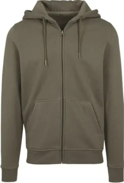 Build Your Brand Heavy Zip Hoody - Farbe: Olive - Größe: XXL