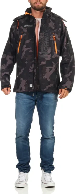 Geographical Norway Herren Softshelljacke Funktions-Outdoor-Jacke Model: G-Forrest, Farbe: Camouflage Schwarz/Orange, Größe: XXL -DIDRIKSONS Verkäufe ae9529e91a21a55da9d7eef005ec269a