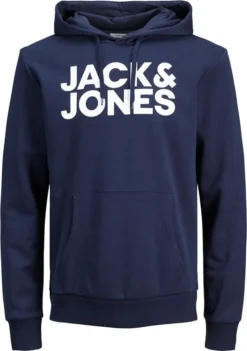 JACK & JONES KAPUZENPULLOVER JJECORP SWEAT HOOD, Farbe:Navy Blazer Reg Large Print / Blau, Größe:M -DIDRIKSONS Verkäufe bef3d4a5b2c8ba0fa3f16a8dba688789