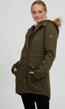OXMO OXAnna Damen Winterparka Parka Mantel Mit Fellkapuze Und Teddy-Futter