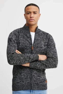 BLEND BHDaniri Herren Strickjacke Cardigan Feinstrick Mit Stehkragen Und Reißverschluss