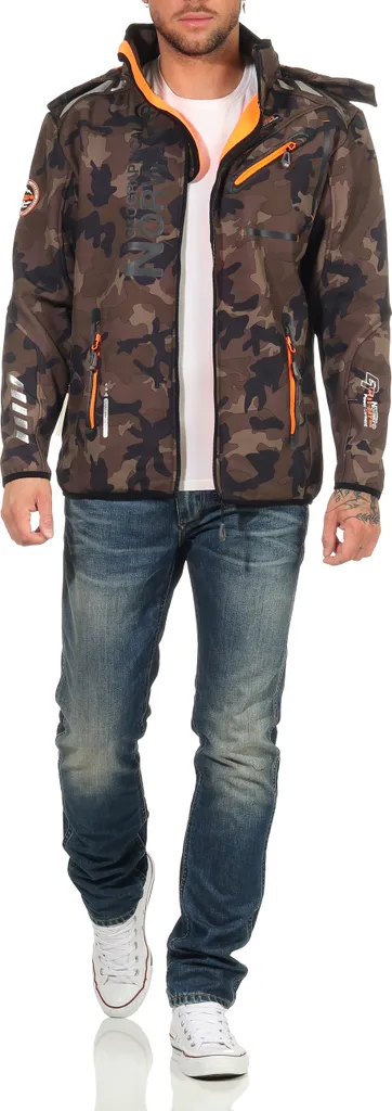 Geographical Norway Herren Softshell Übergangsjacke Model: G-River, Farbe: Camouflage Khaki/Orange, Größe L 5 Geographical Norway Herren Softshell Übergangsjacke Model: G-River, Farbe: Camouflage Khaki/Orange, Größe L – Bild 3