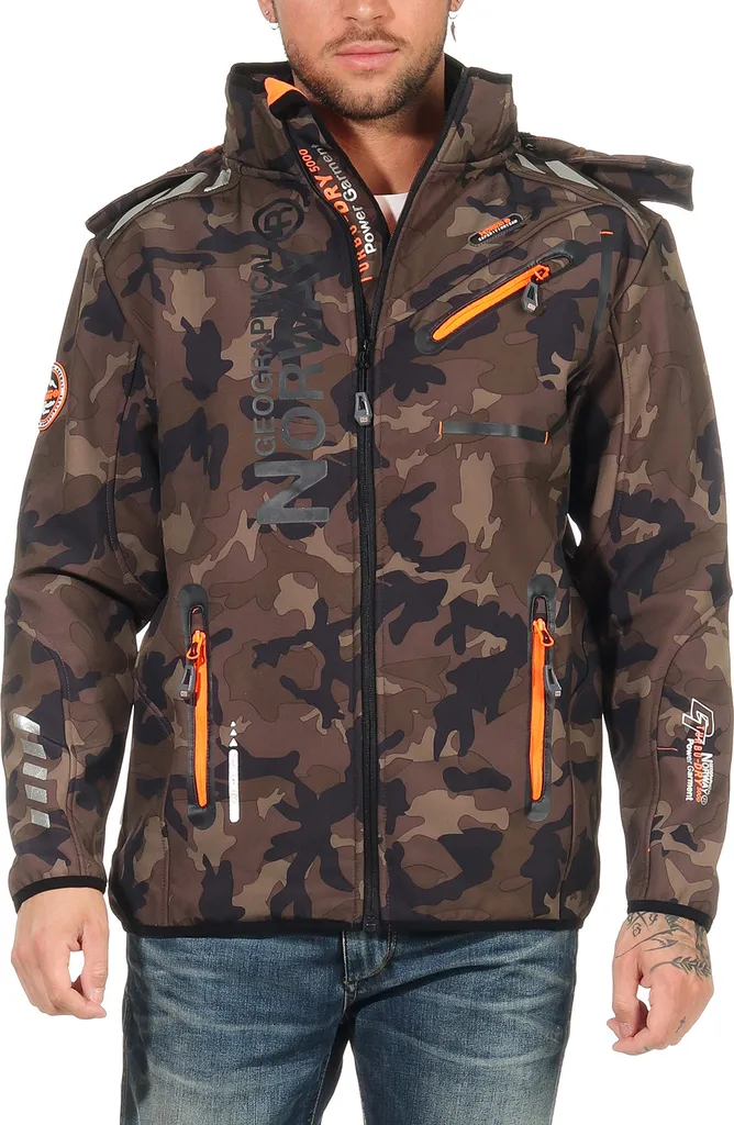 Geographical Norway Herren Softshell Übergangsjacke Model: G-River, Farbe: Camouflage Khaki/Orange, Größe L 6 Geographical Norway Herren Softshell Übergangsjacke Model: G-River, Farbe: Camouflage Khaki/Orange, Größe L – Bild 4