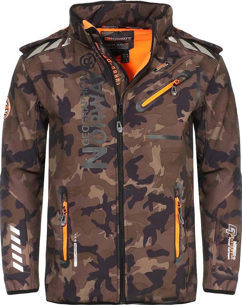 Geographical Norway Herren Softshell Übergangsjacke Model: G-River, Farbe: Camouflage Khaki/Orange, Größe L 3 Geographical Norway Herren Softshell Übergangsjacke Model: G-River, Farbe: Camouflage Khaki/Orange, Größe L