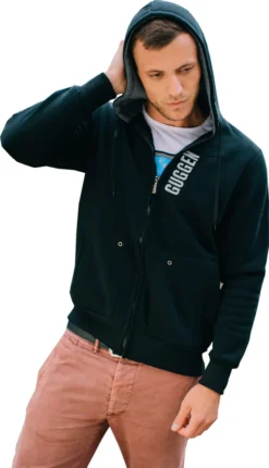 GUGGEN MOUNTAIN Herren Kapuzenjacke Kapuzenpullover Mit Fleece Hoodie Hooded Logo Sweater Sweatjacke Warmer Pullover Rei§verschluss Streetwear Langarm Kapuze Outdoor Sport Schwarz L