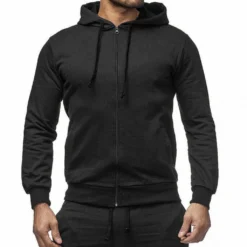 Kapuzenpullover Pullover Sweatshirt Sweatjacke Hoodie Zip Basic Herren (ZIP HOODIE ) SCHWARZ XL