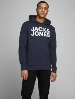 JACK & JONES KAPUZENPULLOVER JJECORP SWEAT HOOD, Farbe:Navy Blazer Reg Large Print / Blau, Größe:M -DIDRIKSONS Verkäufe f7d12dc085424af25dccf837dcc7cfcf