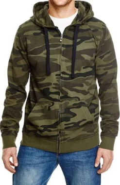 Burnside Herren Sweatjacke Full Zip Camo Hooded Fleece Jacket B8615 Green Camo XL